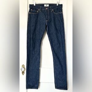 Tellason Men's‎ Slim Straight Denim Mid Blue 34 USA Made Jeans